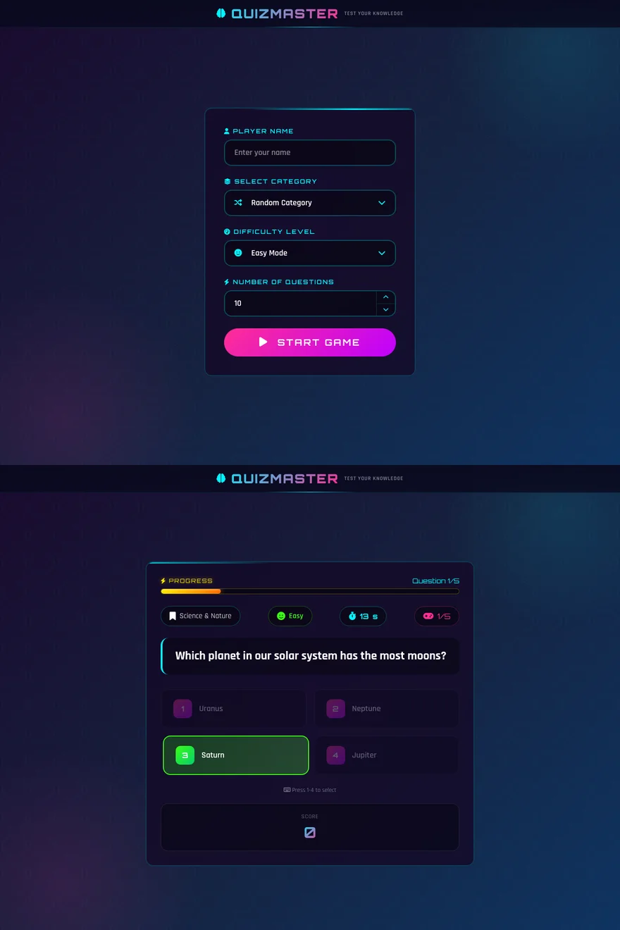 QuizMaster website — built by Aseel Mahmoud Alqedra