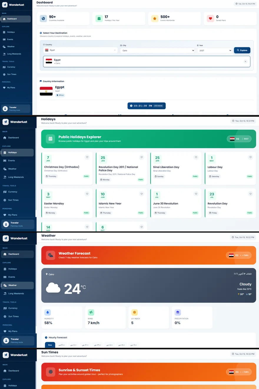 Wanderlust website — built by Aseel Mahmoud Alqedra